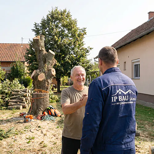 Rušenje stabala Đakovo IP BAU klijent sretan orušenim stablom bez problema