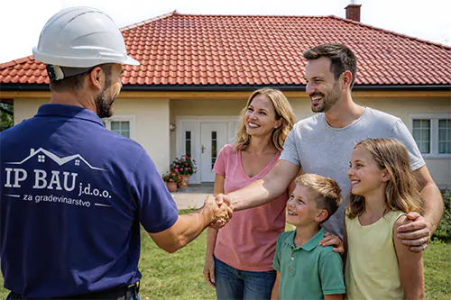 Vlasnici novog krova zahvaljuju majstoru IP BAU za izradu krvova sretni