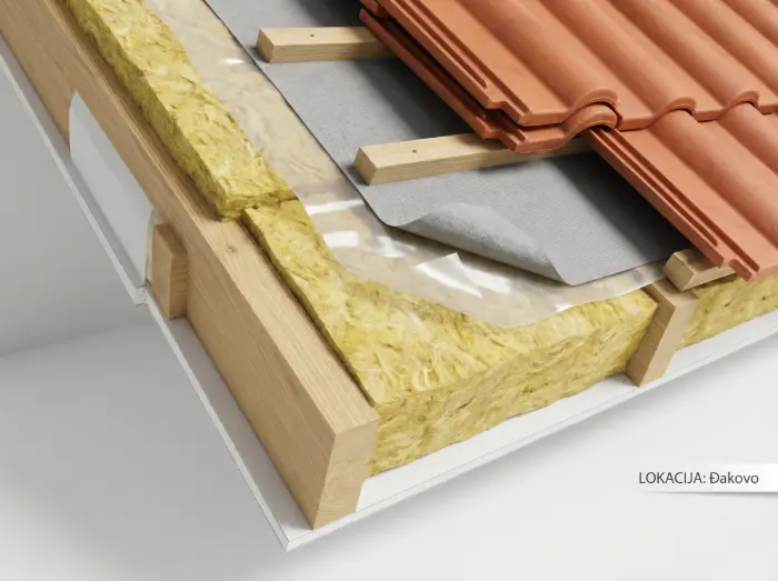 Zašto su krovne folije i paropropusne membrane obavezne kod novog krova? 5 Presjek krovne izolacije s parnom branom i paropropusnom membranom - Krovopokrivač Đakovo - IP BAU