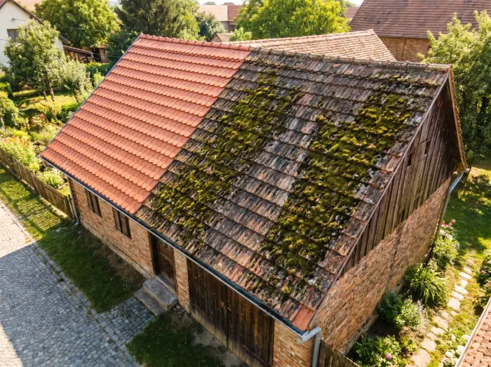 Koje je najbolje doba godine za zamjenu krova u hrvatskoj? 2 Razlika prije i poslije pranja krova - Izrada krova Đakovo - IP BAU