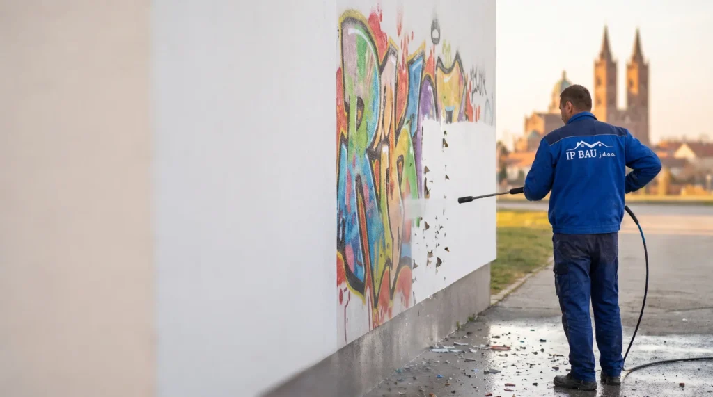 IP BAU - Uklanjanje grafita Đakovo i Antigrafitna zaštita Đakovo - Vlasnik sretan što se grafit može oprati 2